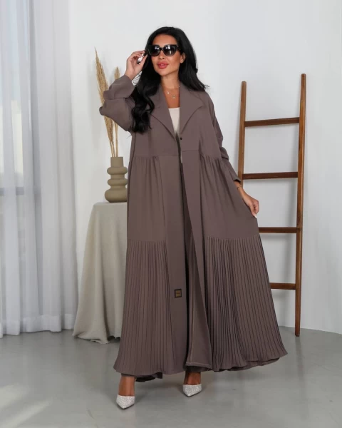 Crepe Abaya with Chips IB148 Brown